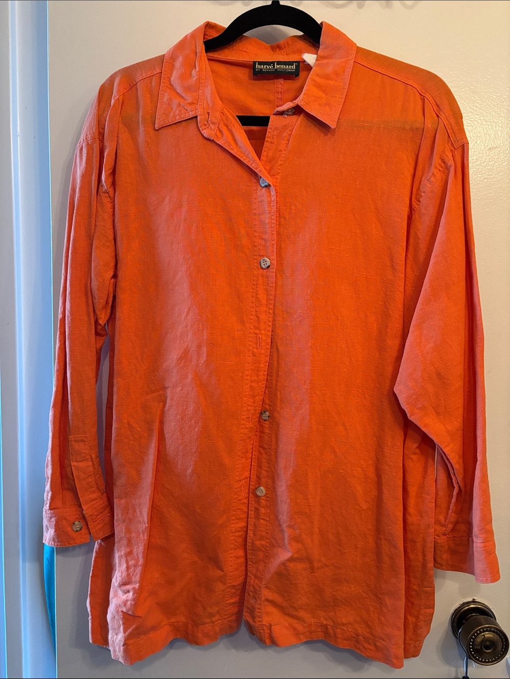 Harve Benard Men's Bright Orange Lightweight Button-Down Shirt